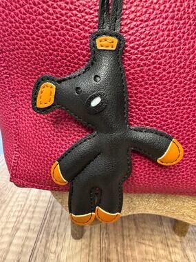Teddy Bear Bag Charm Vegan Leather Cute Black Bear Purse Charm NeW!